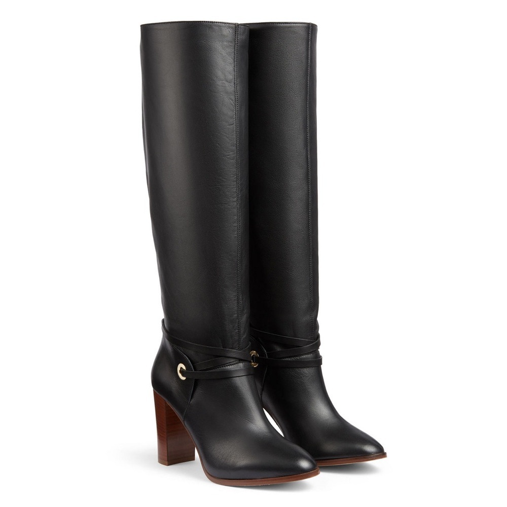 LK Bennett Black Leather Heeled Boots NEW